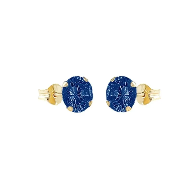 Pendientes Oro Amarillo 18k modelo Garritas Color (2 zafiros 3,00mm. 0,32 cts.)
