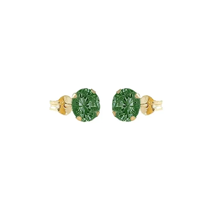 Pendientes Oro Amarillo 18k modelo Garritas Color (2 Esmeraldas 3,00mm. 0,25 cts.)