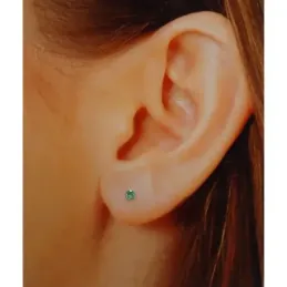 Pendientes Oro Amarillo 18k modelo Garritas Color (2 Esmeraldas 3,00mm. 0,25 cts.)