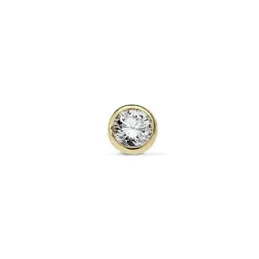 Pendiente suelto oro 18k medio par niña redondos 3mm. circonita cierre tornillo