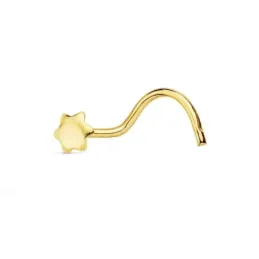 Piercing nariz oro 18k flor 3mm. palo curvo mujer