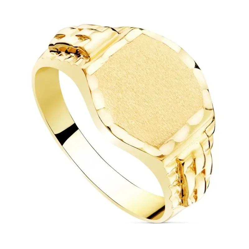 Sello oro 18k macizo hombre cabeza oval 13x12mm. detalles tallados