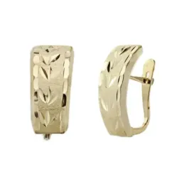 Pendientes oro 18k mujer 15mm. lapidados detalles tallados cierre palillo catalán
