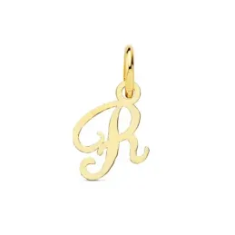 Colgante oro 18k letra inglesa R mayúscula 11mm. lisa calada