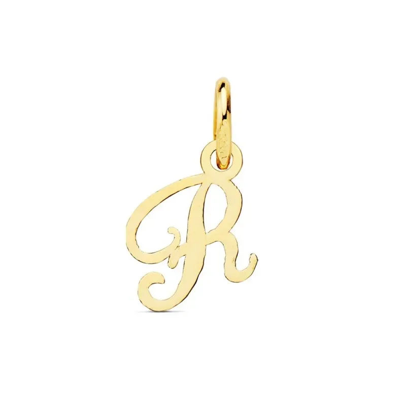Colgante oro 18k letra inglesa R mayúscula 11mm. lisa calada
