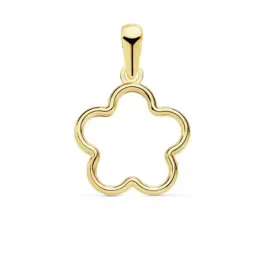 Colgante oro 18k flor 12mm. calada cerco liso