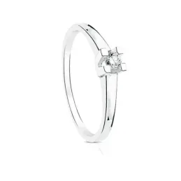 Solitario oro blanco 18k liso centro diamante 0.150ct. brillante garras