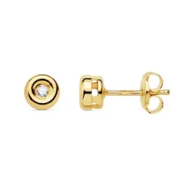 Pendientes oro 18k chatón 4.85mm. diamantes 0.030ct. brillantes cierre presión