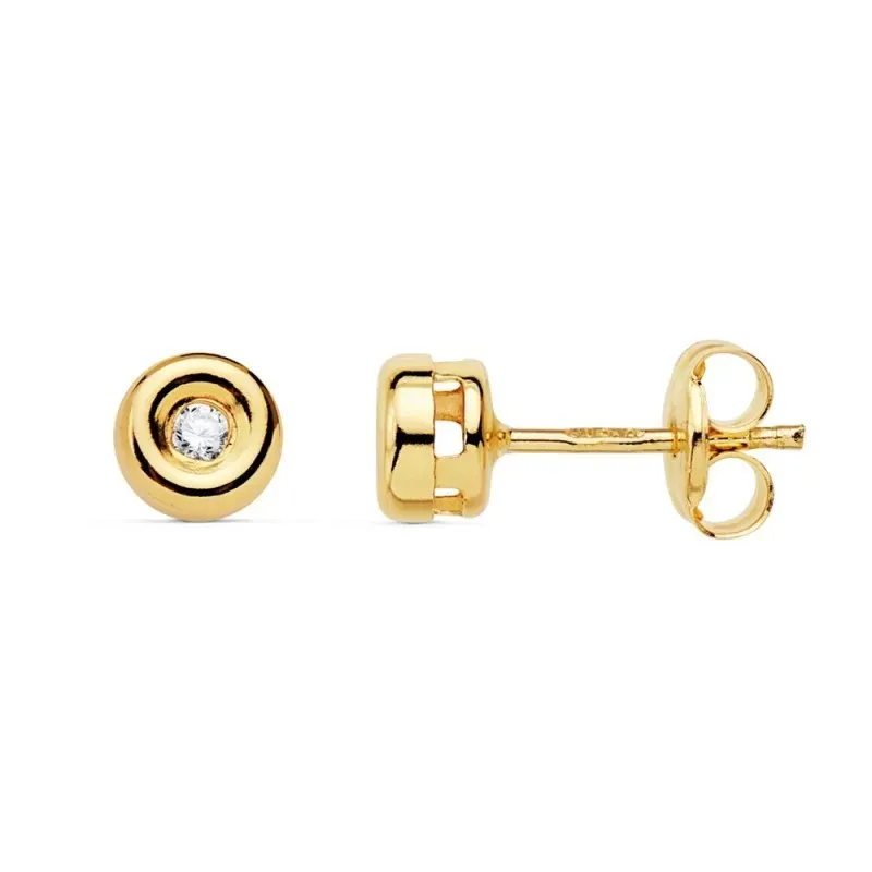 Pendientes oro 18k chatón 4.85mm. diamantes 0.030ct. brillantes cierre presión