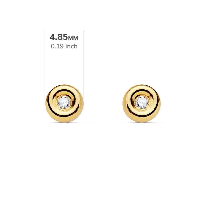 Pendientes oro 18k chatón 4.85mm. diamantes 0.030ct. brillantes cierre presión