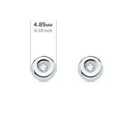 Pendientes oro blanco 18k chatón 4.85mm. diamantes 0.030ct. brillantes cierre presión
