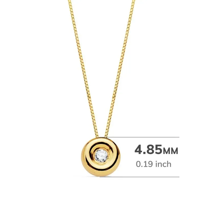Gargantilla oro 18k cadena veneciana 42cm. colgante chatón 4.85mm. diamante 0.015ct. brillante