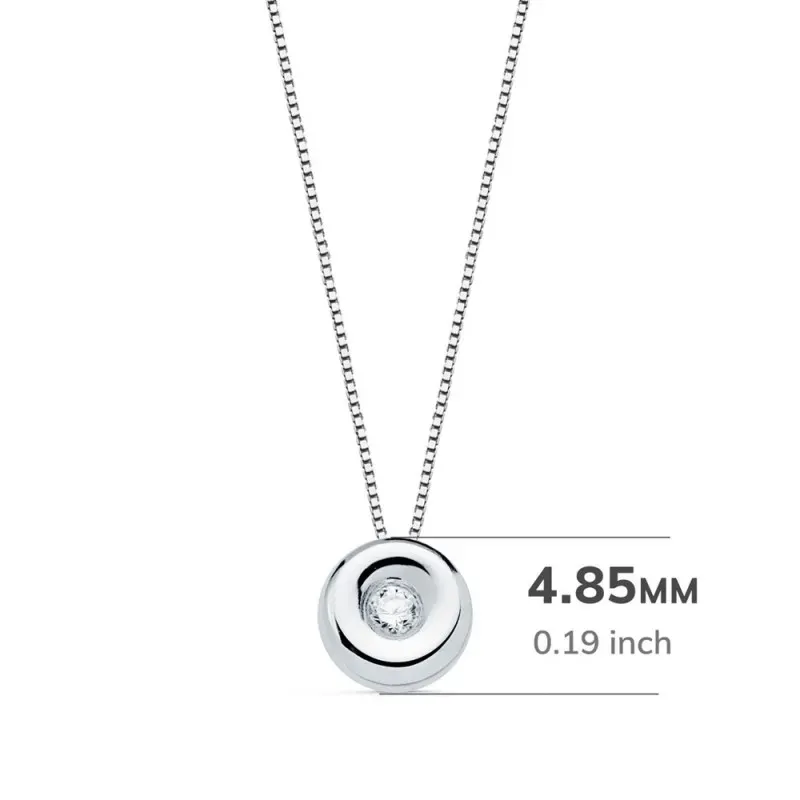 Gargantilla oro blanco 18k cadena veneciana 42cm. colgante chatón 4.85mm. diamante 0.015ct brillante