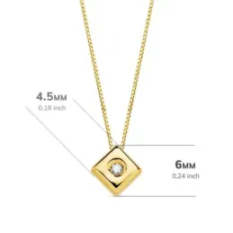 Gargantilla oro 18k cadena veneciana 42cm. colgante chatón rombo 4.5mm. diamante 0.015ct. brillante