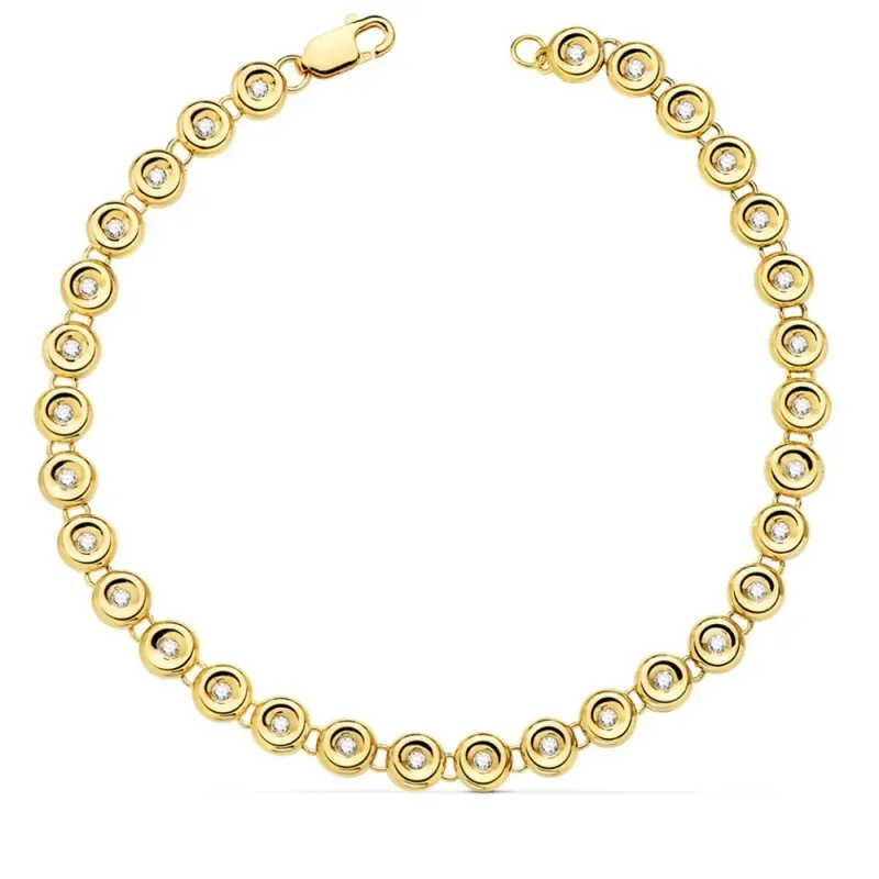 Pulsera oro 18k chatones 18.5mm. diamantes brillantes 0.434ct. cierre mosquetón