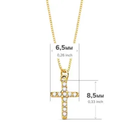 Gargantilla oro 18k cadena veneciana 45cm. cruz diamantes brillantes 0.05ct. cierre reasa