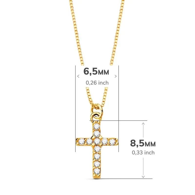 Gargantilla oro 18k cadena veneciana 45cm. cruz diamantes brillantes 0.05ct. cierre reasa