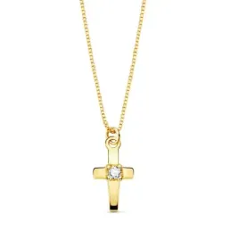 Gargantilla oro 18k cadena veneciana 45cm. cruz 8mm. centro diamante brillante 0.015ct. cierre reasa