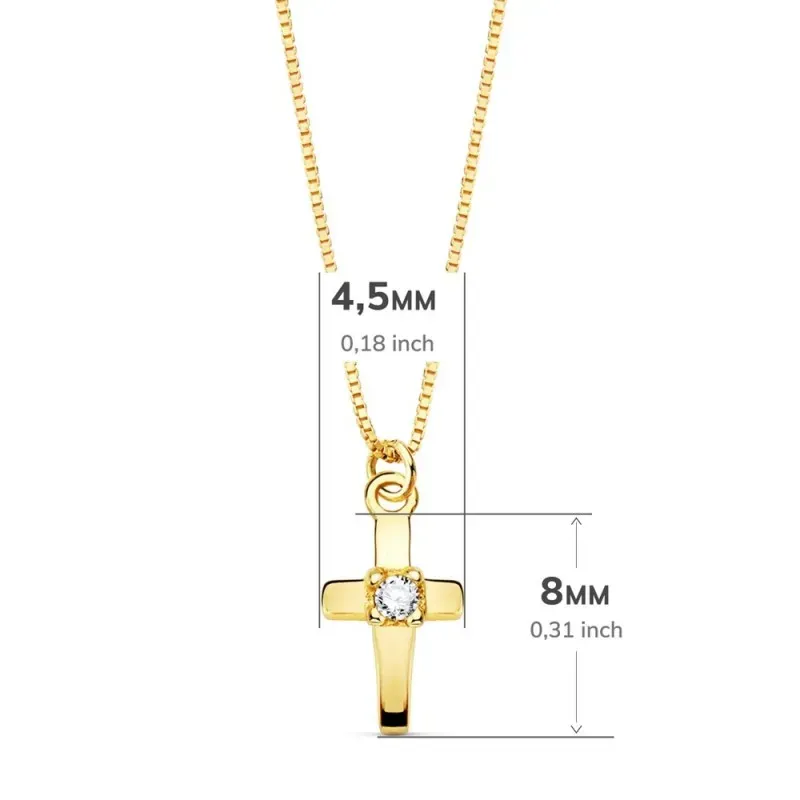 Gargantilla oro 18k cadena veneciana 45cm. cruz 8mm. centro diamante brillante 0.015ct. cierre reasa
