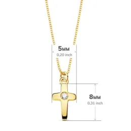 Gargantilla oro 18k cadena veneciana 45cm. cruz 8mm. centro diamante 0.015ct. cierre reasa