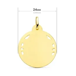 Medalla oro 18k Virgen del Carmen 24mm. detalles calados cerco hélice tallado