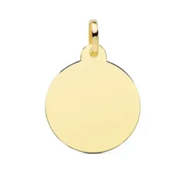 Colgante oro 18k disco 24mm. liso brillo redondo