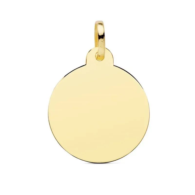 Colgante oro 18k disco 24mm. liso brillo redondo