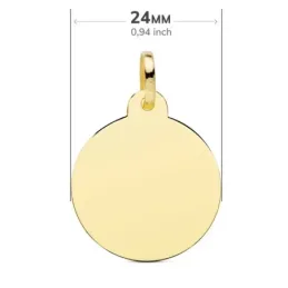 Colgante oro 18k disco 24mm. liso brillo redondo