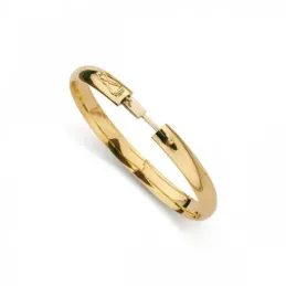 Pulsera oro 18k aro media caña brazalete ancho 8mm. lisa o labrada cierre seguridad y varilla