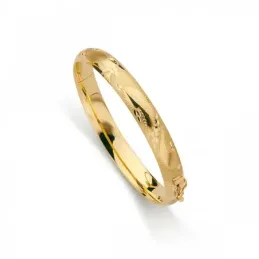 Pulsera oro 18k aro media caña brazalete ancho 8mm. lisa o labrada cierre seguridad y varilla