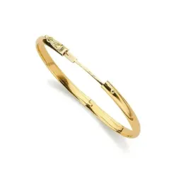Pulsera oro 18k aro media caña brazalete ancho 5mm. lisa o labrada cierre seguridad y varilla