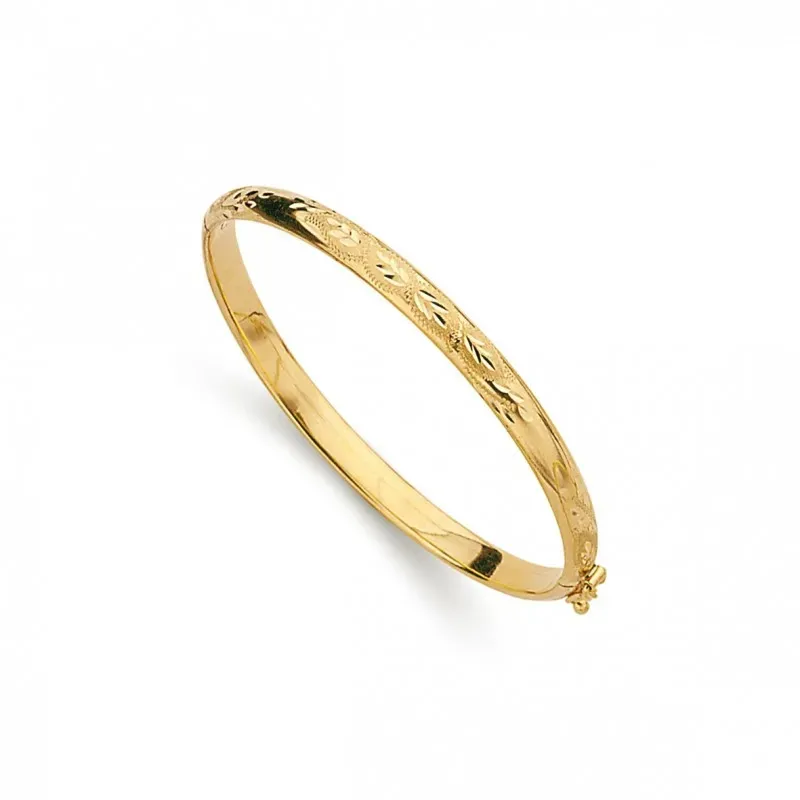 Pulsera oro 18k aro media caña brazalete ancho 5mm. lisa o labrada cierre seguridad y varilla