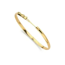 Pulsera oro 18k aro media caña brazalete ancho 4mm. lisa o labrada cierre seguridad y varilla