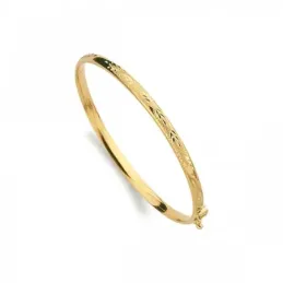 Pulsera oro 18k aro media caña brazalete ancho 4mm. lisa o labrada cierre seguridad y varilla
