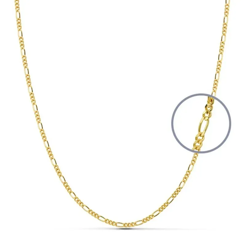 Cadena oro 18k maciza 60cm. eslabón alterno 3x1 ancho 1.7 mm. 5.50 gr
