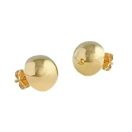 Pendientes oro 18k media bola 8mm. lisa cierre presión