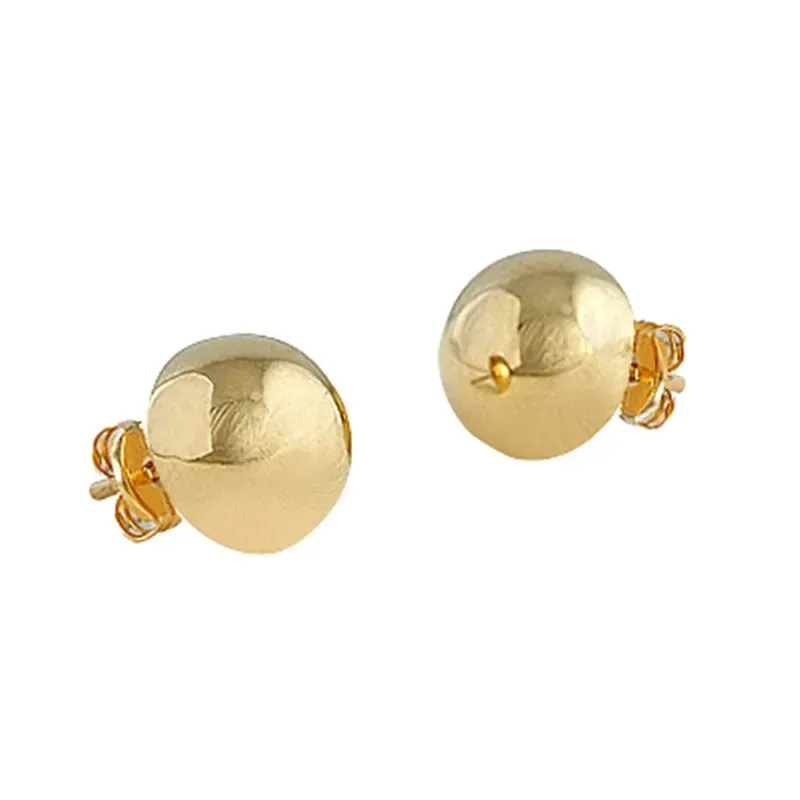 Pendientes oro 18k media bola 8mm. lisa cierre presión