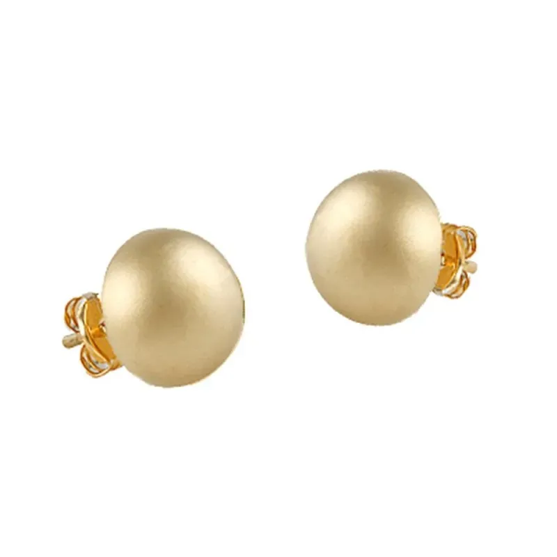 Pendientes oro 18k media bola 8mm. satinada cierre presión