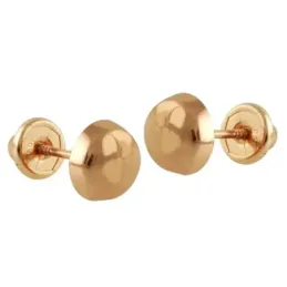 Pendientes oro rosa 18k lenteja 6mm. media bola lisa cierre tuerca