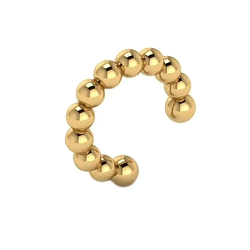Pendiente earcuff helix oro 18k colección Sena 9.3mm. liso bolas fals
