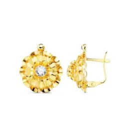 Pendientes oro 18k cubanas 18 mm. circonitas cierre catalán