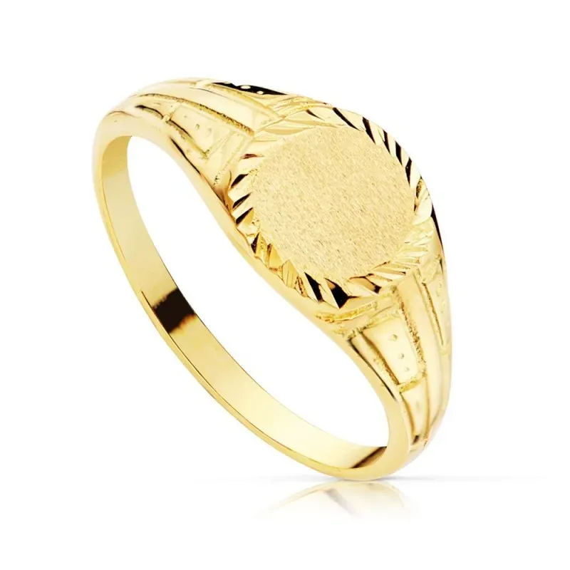 Sello oro 18k niño macizo tallado. Ancho cabeza: 9 mm.