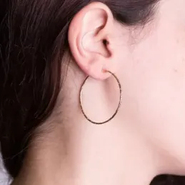 Pendientes oro 18k aros mujer 40 mm. diamantados cierre aro