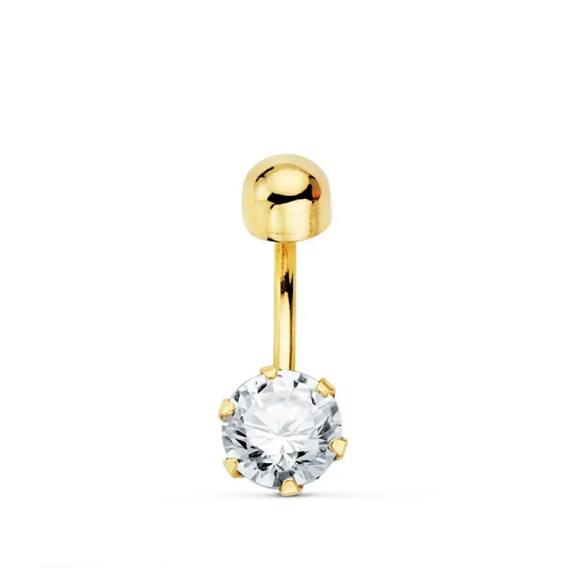 Piercing oro 18k mujer 6 mm. ombligo circonita garras