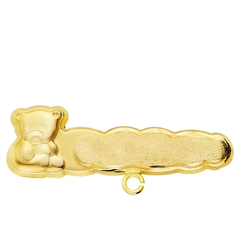 Alfiler oro 18k bebé 27 mm. osito tallado bordes forma nube