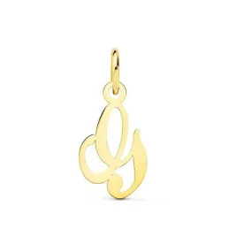 Colgante oro 18k letra inglesa G mayúscula 12 mm. calada lisa