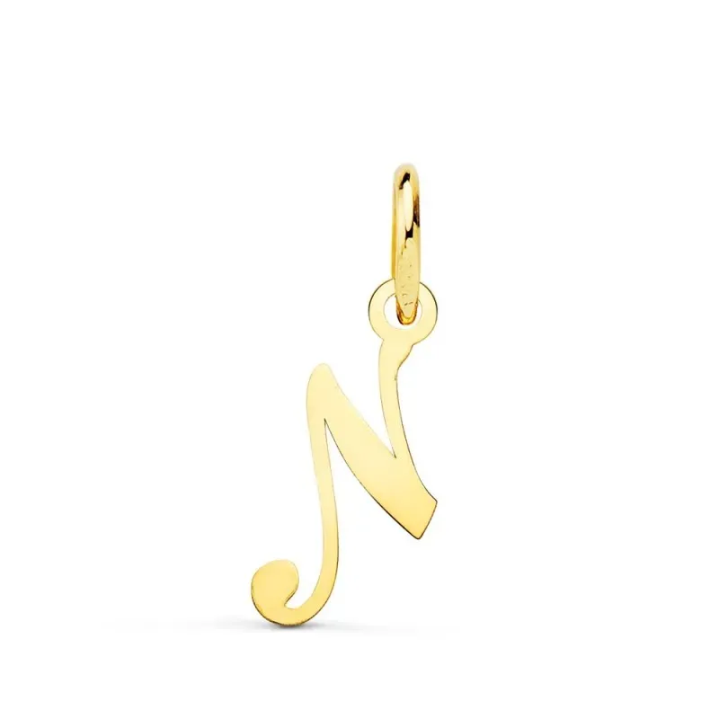 Colgante oro 18k letra inglesa N mayúscula 15 mm. lisa