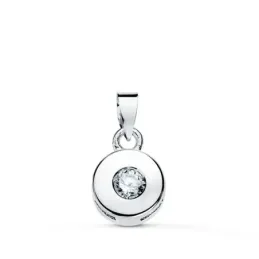 Colgante oro blanco 18k mujer chatón 6 mm. diamante talla brillante 0