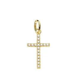 Cruz oro 18k mujer 18 mm. circonitas garras