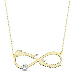 Gargantilla oro bicolor 18k mujer 44 cm forma infinito dos nombres 35